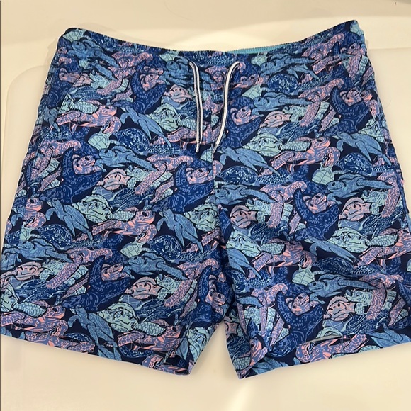 Peter Millar Other - Peter Millar Blue and Pink Swim Turtle Trunks Design